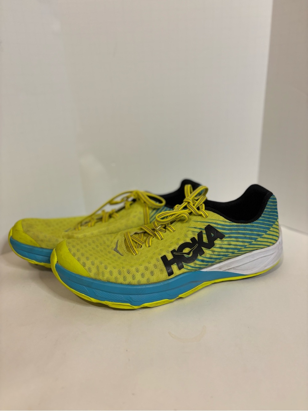 Hoka One Carbon Rocket EVO Yellow and Teal Men's Running Shoes
